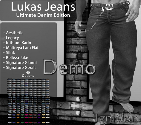 Second Life Marketplace Ignition Lukas Jeans Ultimate Denim Demo
